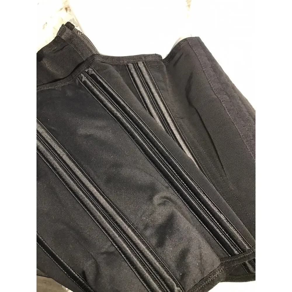Women’s Black Waist Cincher Corset Shapewear Boned Front Zip Compression Medium